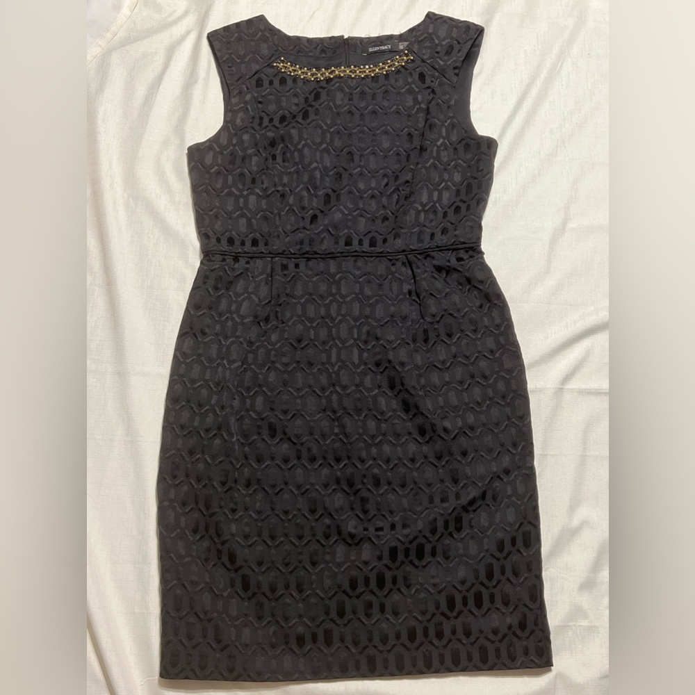 Ellen Tracy black size 12 dress Jacquard with beading